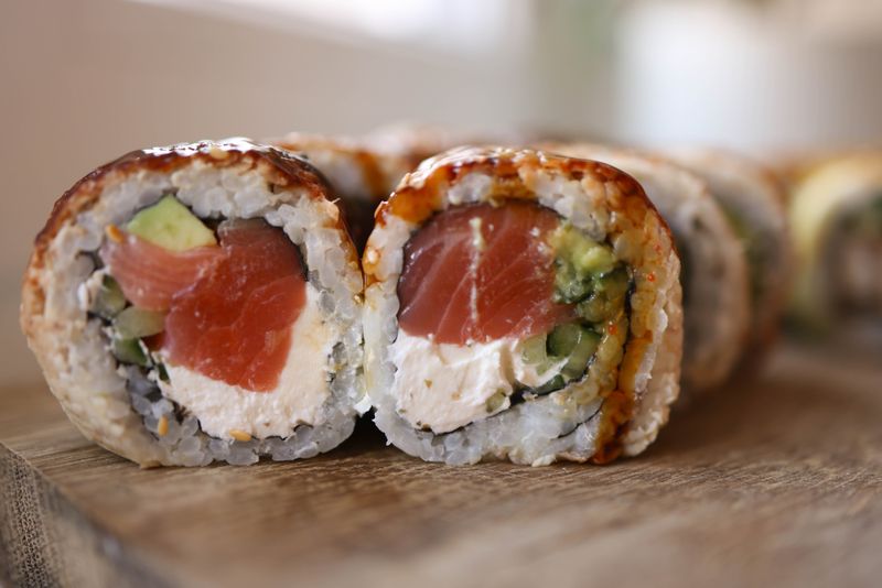 Smoked salmon gourmet pizza with cream cheese