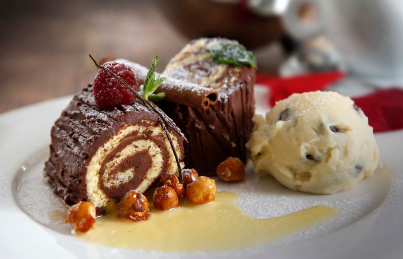 Chocolate lava cake dessert with vanilla ice cream